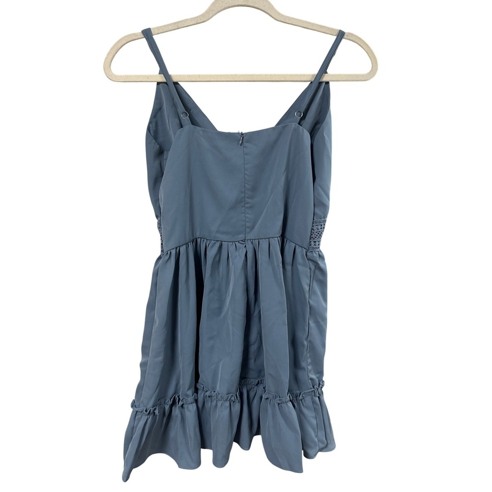 Cider Womens Small Dusty Blue Crochet Lace Ruffle Hem Babydoll Cami Top NWT - Picture 3 of 4